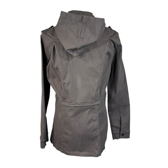 Market & Spruce Medium Kathleen Cargo Jacket Hooded Pockets Stretch Full-Zip New - Picture 5 of 12